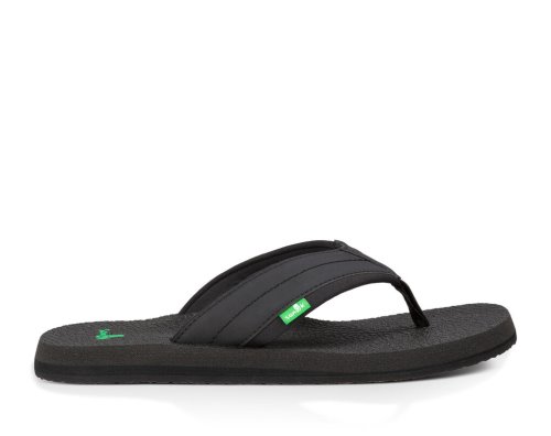 Sanuk Mens Beer Cozy 2 Black Flip Flops | HEYISF532